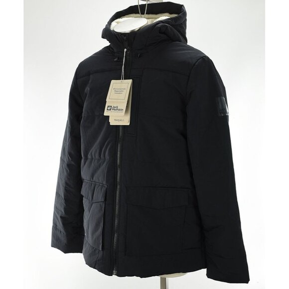 JACK WOLFSKIN Mens Black WHITE FROST Insulated Hooded Coat MEDIUM NWT